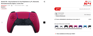 Mando PS5 Sony Dualsense V2, Para PlayStation 5 y PC por 46,74€ varios colores