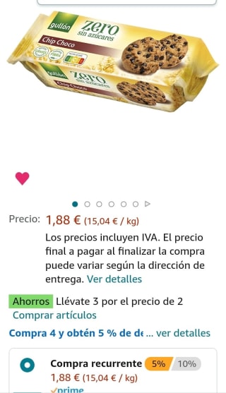 Gullón Zero Galletas Chip Choco con pepitas de chocolate sin azúcares paquete 125 g por 1,22€.