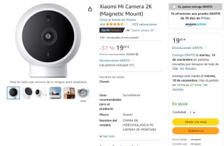 Xiaomi Mi Camera 2K (Magnetic Mount) por 13,30€ ó 19€