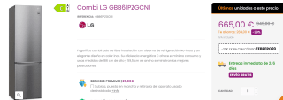 Frigorifico Combi LG GBB61PZGCN1 por 645€