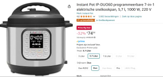 Instant Pot IP-DUO60 Multicooker 5,7L voor €74,99 met Amazon Prime