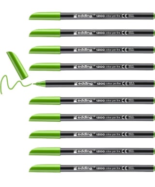 10 Rotuladores edding punta fibra 1200 verde claro n.11 punta redonda 0.5 mm por 4,72€.