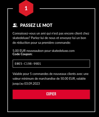 5€ de réduction pour 50€+ de commande pour la première commande