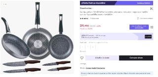 San Ignacio Set 3 sartenes (16+20+24cm) aluminio prensado, Soul Marble + 4 cuchillos acero inoxidable por 15.4€