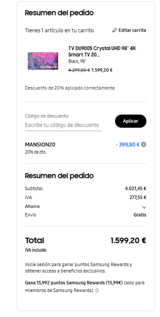 Samsung TV DU9005 Crystal UHD 98” 4K Smart TV 2024 + 300€ reembolso por 1.599,20€