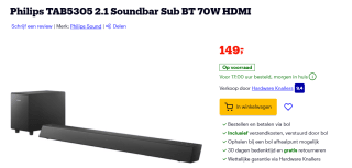Philips 5000 series TAB5305/10 soundbar luidspreker voor €149 bij Bol.