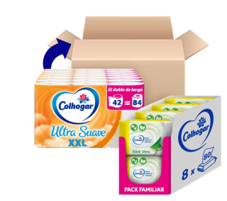 Pack Colhogar Ultra Suave XXL x42 + Colhogar Moist Aloe Vera x640 por