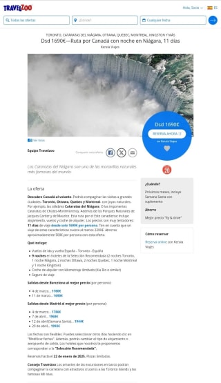 Gran Viaje por Canadá 10 días desde 1690€.