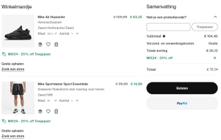 25% korting op bijna alles bij Nike vanaf 2 items
