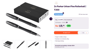 2x Parker Urban Fine Rollerball T200 voor €19,95 bij iBOOD