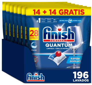 196 Pastillas Finish Quantum Limpieza + 2 Detergente Colon Nenuco por 44,11€ (cuenta nueva 32,11€)