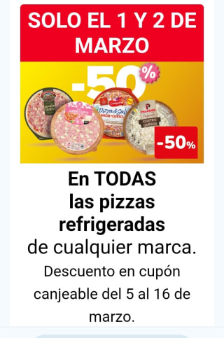 Pizzas al -50% de Descuento en Carrefour.