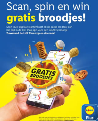 Spin voor gratis broodjes via de Lidl plus app