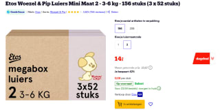 Etos Woezel & Pip Luiers Mini Megabox Maat 2 3-6 kg 156 stuks voor €14 bij Bol