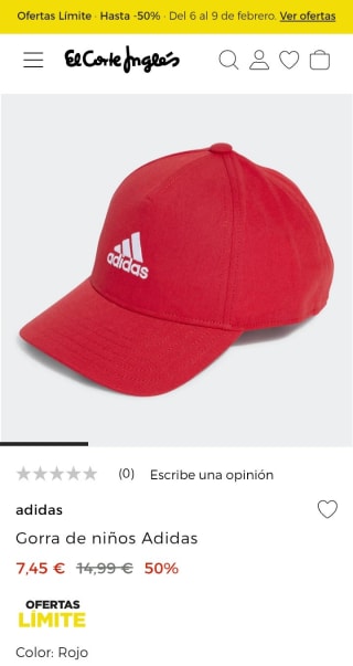Gorra de niño adidas por 7,45€.