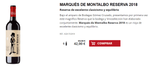 6 Botellas de Marqués de Montalbo Reserva 2018 por 32€
