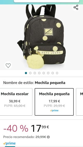 Pepe Jeans Leire Mochila de Paseo Negro 19x23x8 cms Poliéster por 17,99€.