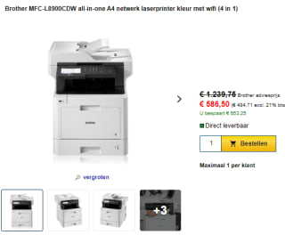 Brother MFC-L8900CDW all-in-1 laserprinter voor €586,50 bij 123inkt