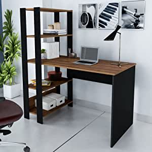 Escrivaninha com Estante na cor Preto/Pinho - R$ 200