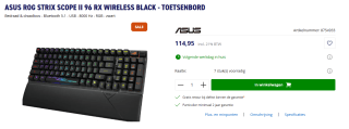 ASUS ROG Strix Scope II 96 RX Wireless, Qwerty US, Zwart voor €114,95 bij Azerty