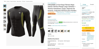 Ropa Interior Térmica Manga Larga Camiseta + Térmica Pantalones Largos por 11,89€