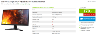 Lenovo G24qe-20 60.5 cm (23.8") 256 monitor voor €179 bij Megekko