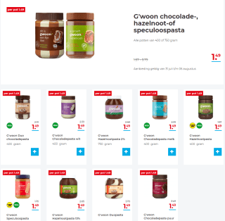 Alle g'woon smeerpasta aan €1,49 bij Hoogvliet