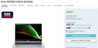 Acer ASPIRE 5 laptop 16GB 1TB 5500U voor €452,15 bij Elektro World