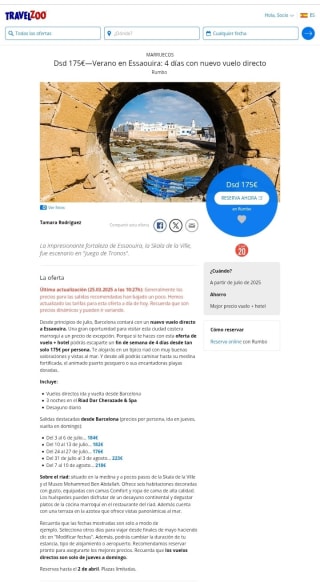 Essaouira Costa marroquí verano 4 días con vuelos desde 175€.