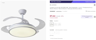 Ventilador de Techo Bel Air Home Dune por 61,80€ (cuenta nueva por 49,80€)