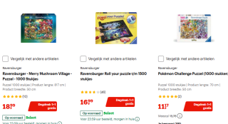1+1 gratis op Ravensburger puzzels bij Bol