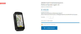 SRAM Hammerhead Karoo fietscomputer (gen 3) voor €400 bij Grinta Cycling
