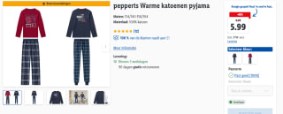 Peppets warme katoenen pyjama voor kinderen -40%