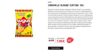 Sugus Caramelo Masticable a Base de Zumo de Frutas 1KG por 7,95€