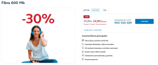 35% descuento Fibra Movistar 300Mb por 19,90€ al mes