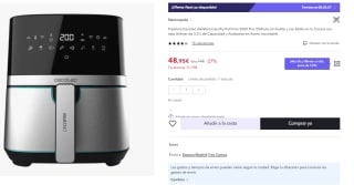 Freidora de aire - Cecotec Cecofry Full Inox Pro 5500 con Accesorios, 1700 W, 8 Modos, 5.5L por 48.95€ (Cuenta Nueva 36.95€)