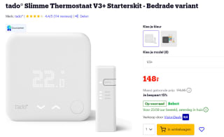 tado° Slimme Bedrade Thermostaat Starter Kit V3+ incl. Bridge voor €148 bij Bol.com