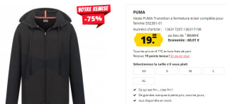 Veste Puma Transition pour femme à 19,99€