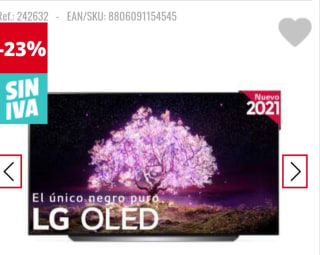 TV LG OLED48C14LB - UHD 4K, WebOS 6.0 IA por 869€