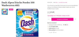 Dash Waspoeder Alpenfris Universeel 100 Wasbeurten voor €15,99 bij voordeeldrogist