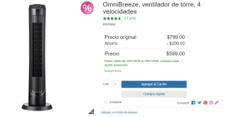 Ventilador de Torre OmniBreeze por $599 | Descuento Costco