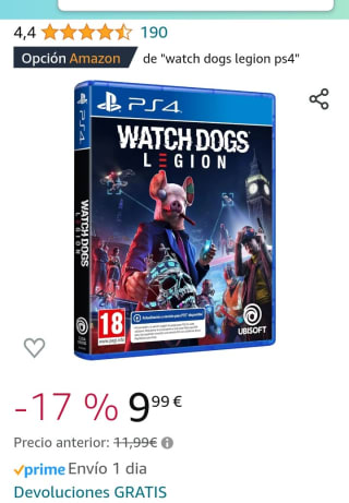 Watch Dogs Legion pS4 por 9,99€.