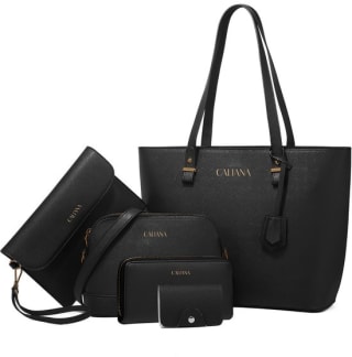 Dames Handtassen set 5 delig met schoudertas - Tote bag - Clutch en Portemonnee voor vrouwen - Zwart