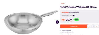 Tefal E49219 Virtuoso Wokpan, 28 cm, voor €22,95 bij Ibood