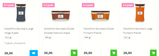 1+1 gratis op WoodWick geurkaarsen bij Plein