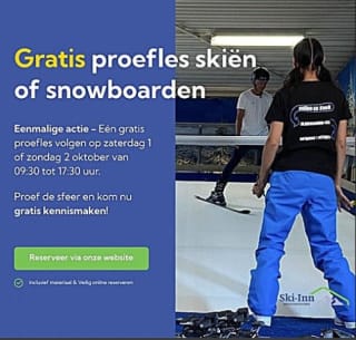 Gratis proefles skiën of snowboarden 1 & 2 oktober bij Ski-inn Dronten