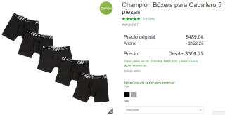 5 Pack Bóxers Champion por $367 | Descuento Costco