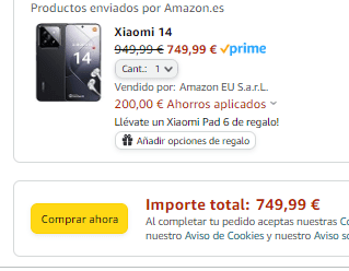 Xiaomi 14 de 12GB/512GB + Tablet Xiaomi Pad 6 por 749€