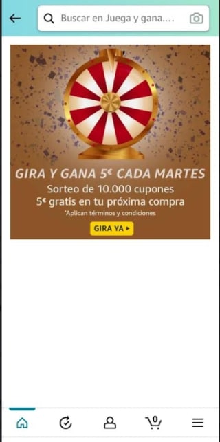 Cupones Gratis de Amazon al Girar la Ruleta (seleccionados sólo desde la app)