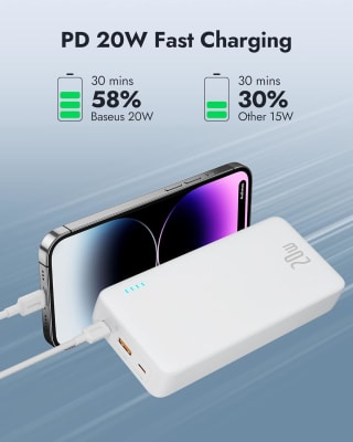 Baseus Powerbank, 20000 mAh, 20 W, PD QC3.0 voor €19,50 bij Amazon